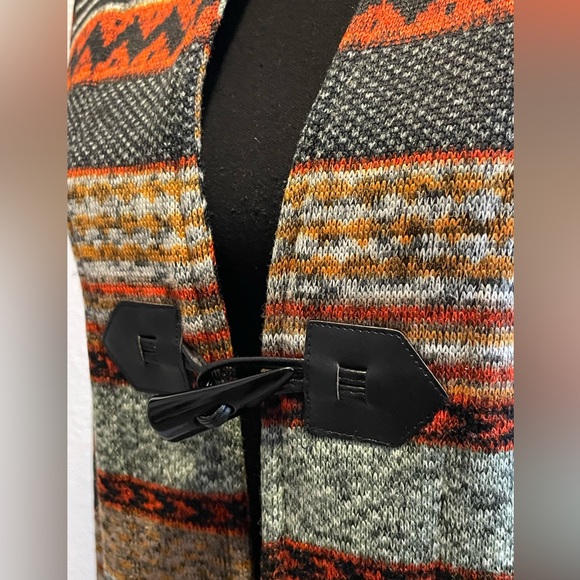 One World Cardigan Aztec MultiColor Long Sleeve Sweater - NWOT Open Front sz M - Picture 2 of 7